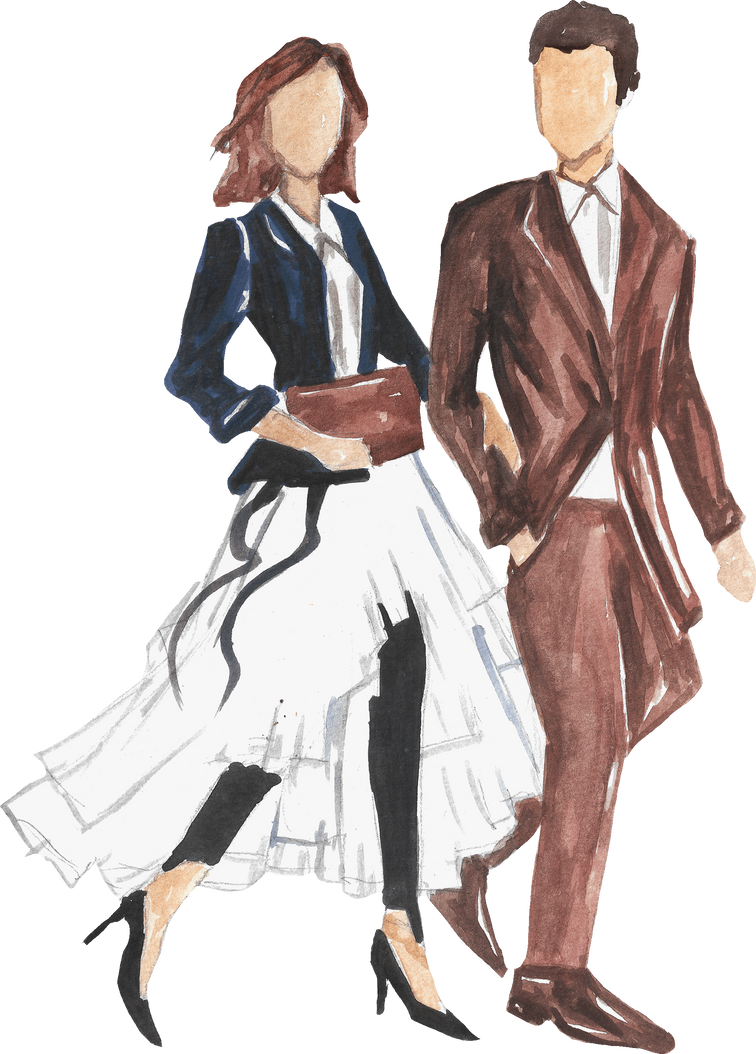 Couple Walking Together Illustration