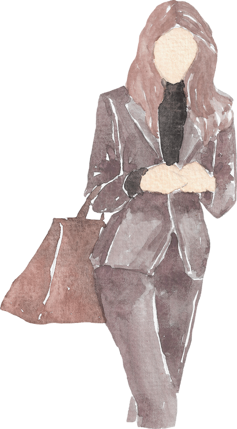 Business Women Stylish Outfit in Watercolor Style